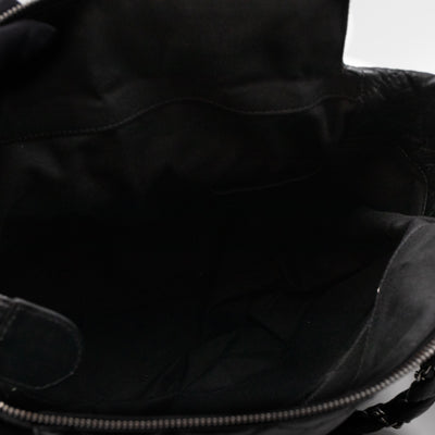 Lady Braid Shopping Tote Black Leather