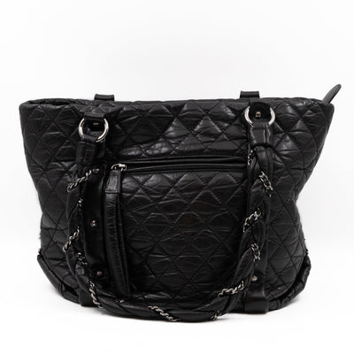 Lady Braid Shopping Tote Black Leather