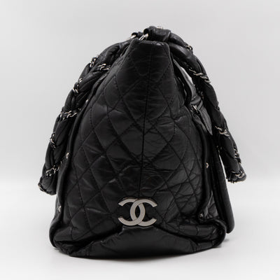 Lady Braid Shopping Tote Black Leather