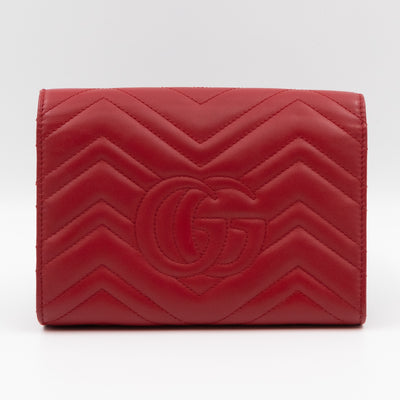 GG Marmont Matelasse Chain Wallet Red Leather