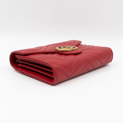 GG Marmont Matelasse Chain Wallet Red Leather