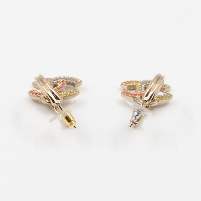 Colorful CC Hoops Crystal Earrings Light Gold