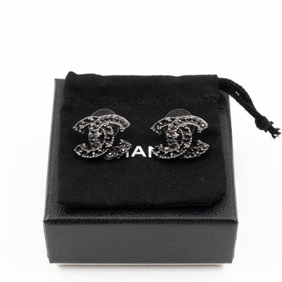CC Crystal Earrings Ruthenium Black