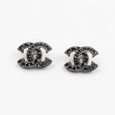 CC Crystal Earrings Ruthenium Black