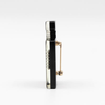 Resin Strass Perfume Bottle CC Brooch Black Gold