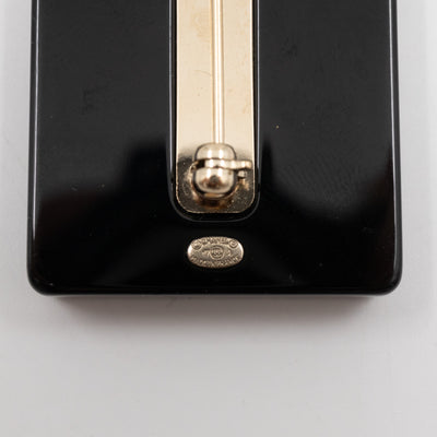 Resin Strass Perfume Bottle CC Brooch Black Gold