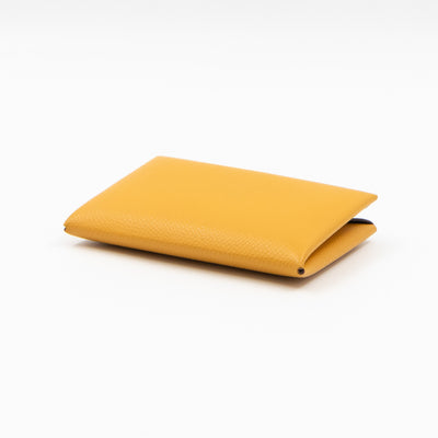 Calvi Card Holder Yellow Leather