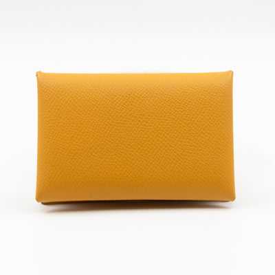 Calvi Card Holder Yellow Leather