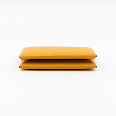 Calvi Card Holder Yellow Leather