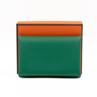 Calvi Card Holder Green Leather