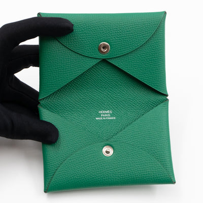 Calvi Card Holder Green Leather
