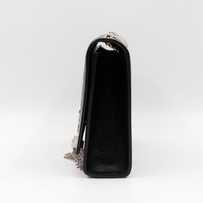 Kate Medium Tassel Black Croc Leather