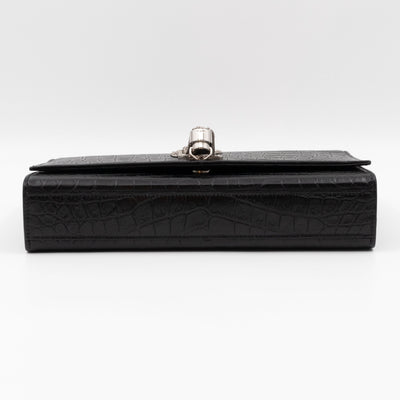 Kate Medium Tassel Black Croc Leather