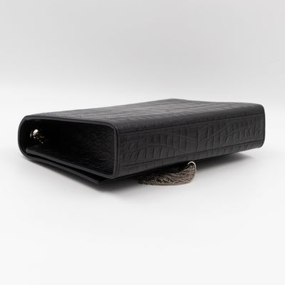Kate Medium Tassel Black Croc Leather