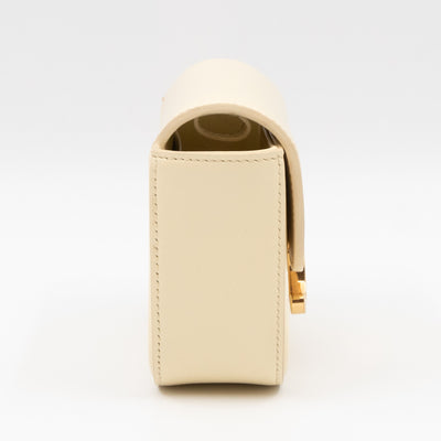 Mini Claude Shiny Soft Yellow Calfskin Leather