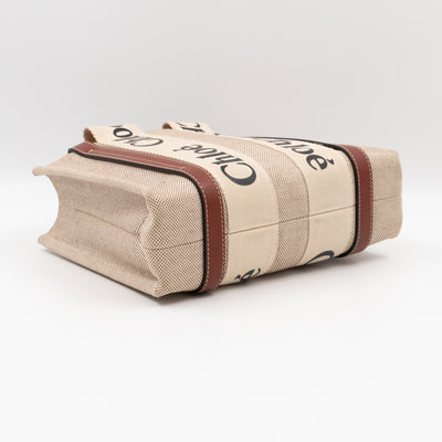 Small Woody Tote Bag Beige Brown