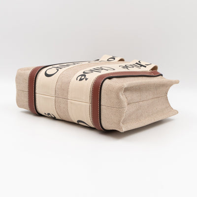 Small Woody Tote Bag Beige Brown