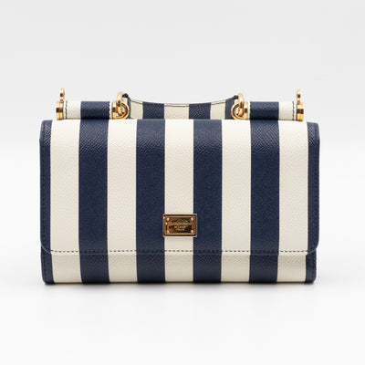 Sicily Von Bag Righe Blu Dauphine Leather