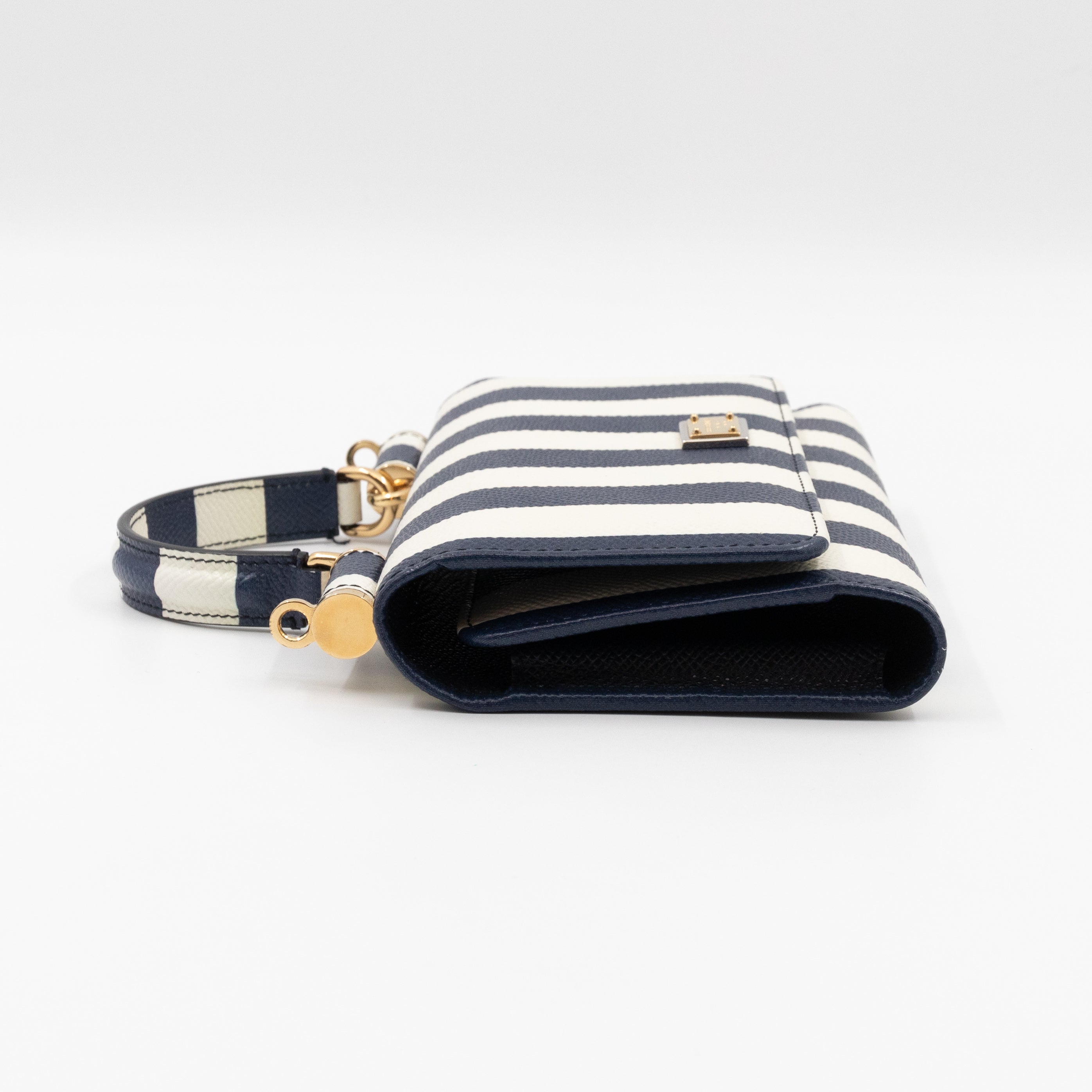 Sicily Von Bag Righe Blu Dauphine Leather