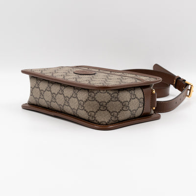 Mini Shoulder Bag with Interlocking G Brown GG Supreme