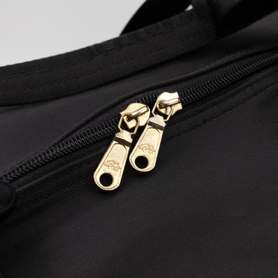 Duffle Black Nylon and Brown Leather Travel Bag