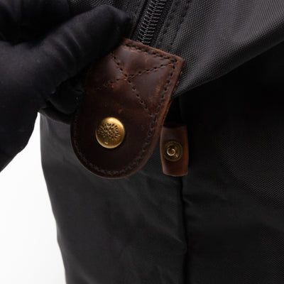 Duffle Black Nylon and Brown Leather Travel Bag