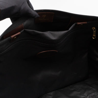 Duffle Black Nylon and Brown Leather Travel Bag
