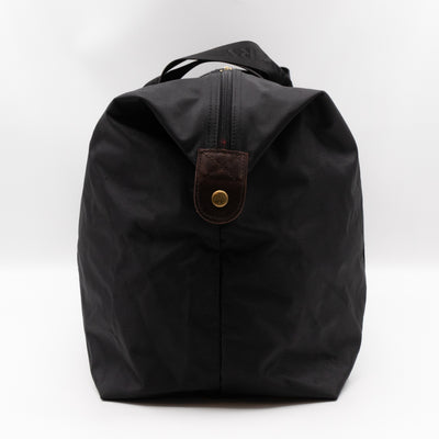 Duffle Black Nylon and Brown Leather Travel Bag