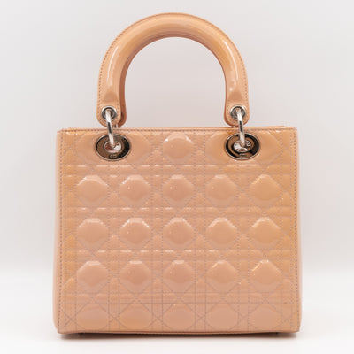 Lady Dior Medium Rose Beige Patent Leather