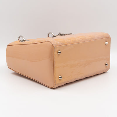 Lady Dior Medium Rose Beige Patent Leather