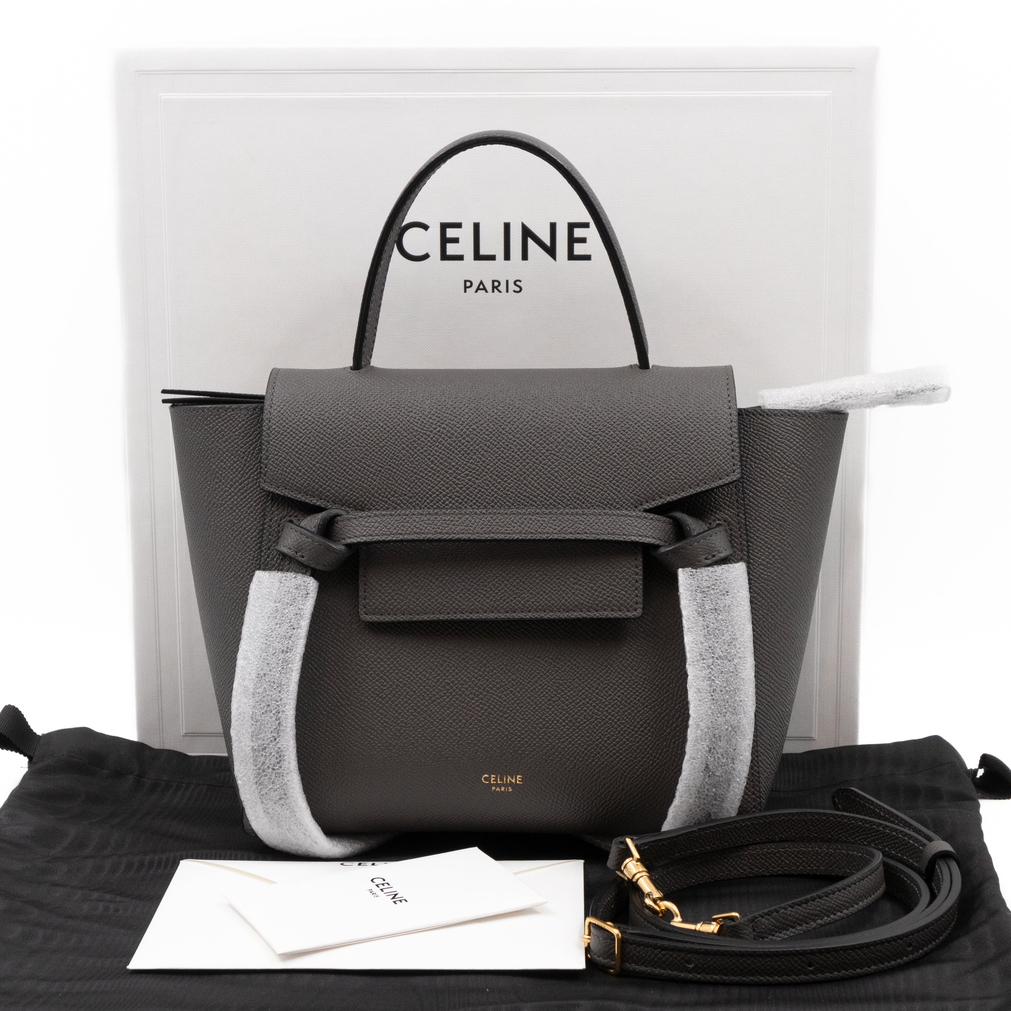 Nano Belt Bag Grey Grained Leather