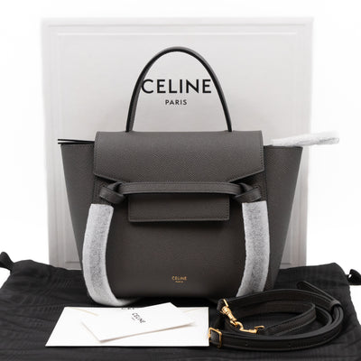 Nano Belt Bag Grey Grained Leather