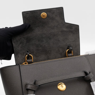 Nano Belt Bag Grey Grained Leather