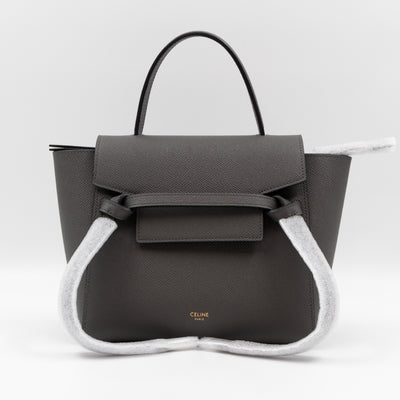 Nano Belt Bag Grey Grained Leather