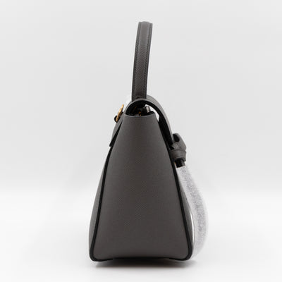 Nano Belt Bag Grey Grained Leather