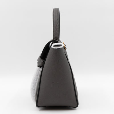 Nano Belt Bag Grey Grained Leather