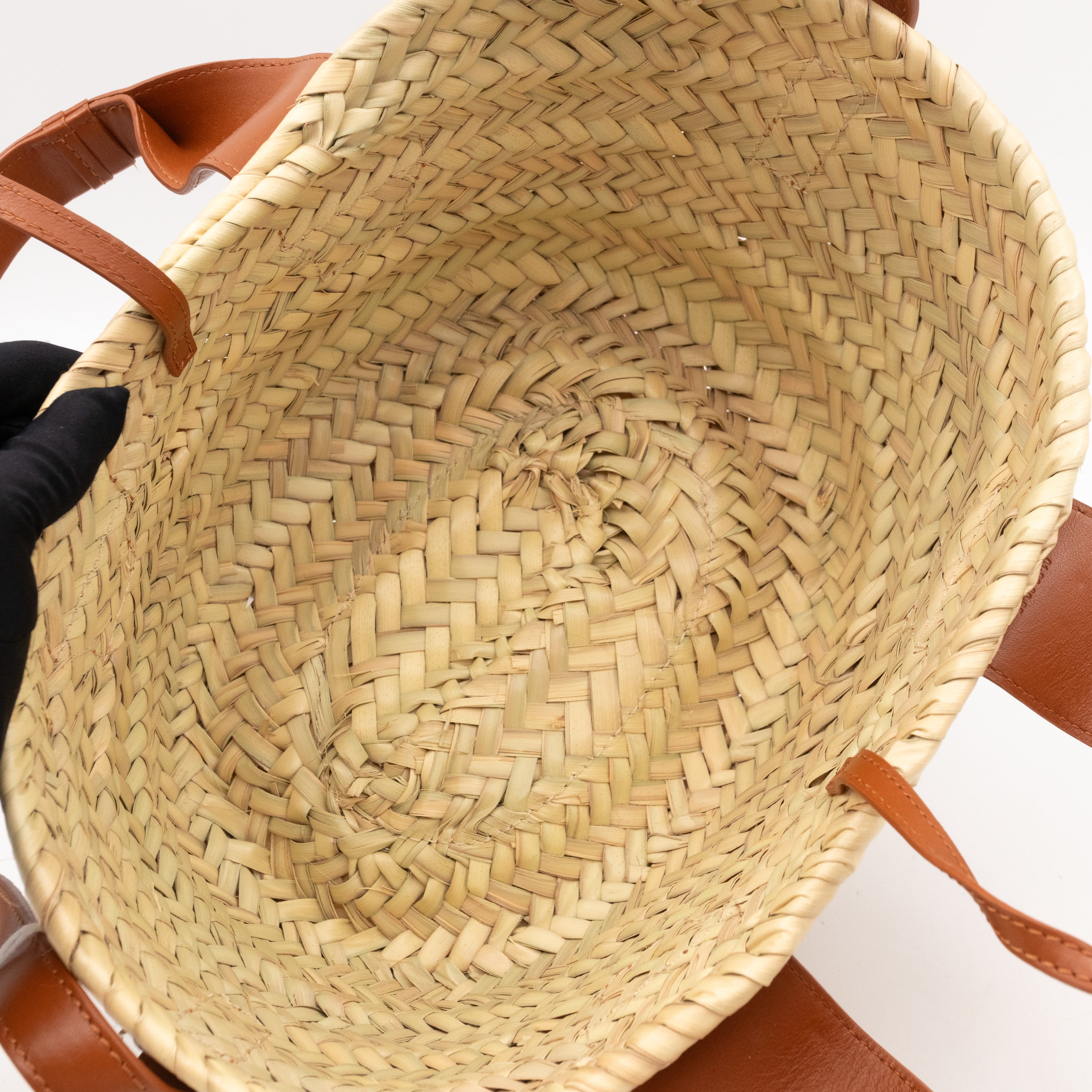 Sense Tote Natural Wicker Basket Brown Leather
