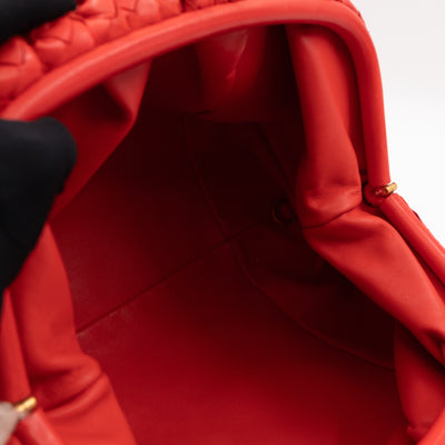 The Pouch Clutch Intrecciato Leather Coral