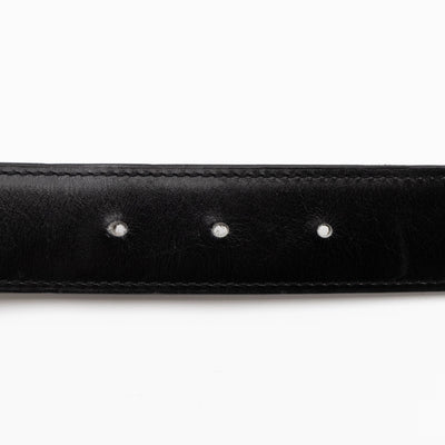 H Buckle & Reversible Etoupe and Black Leather Belt 90 cm