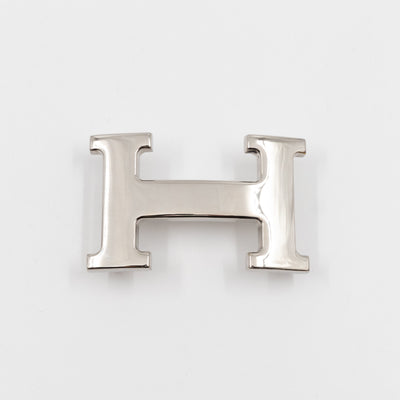 H Buckle & Reversible Etoupe and Black Leather Belt 90 cm