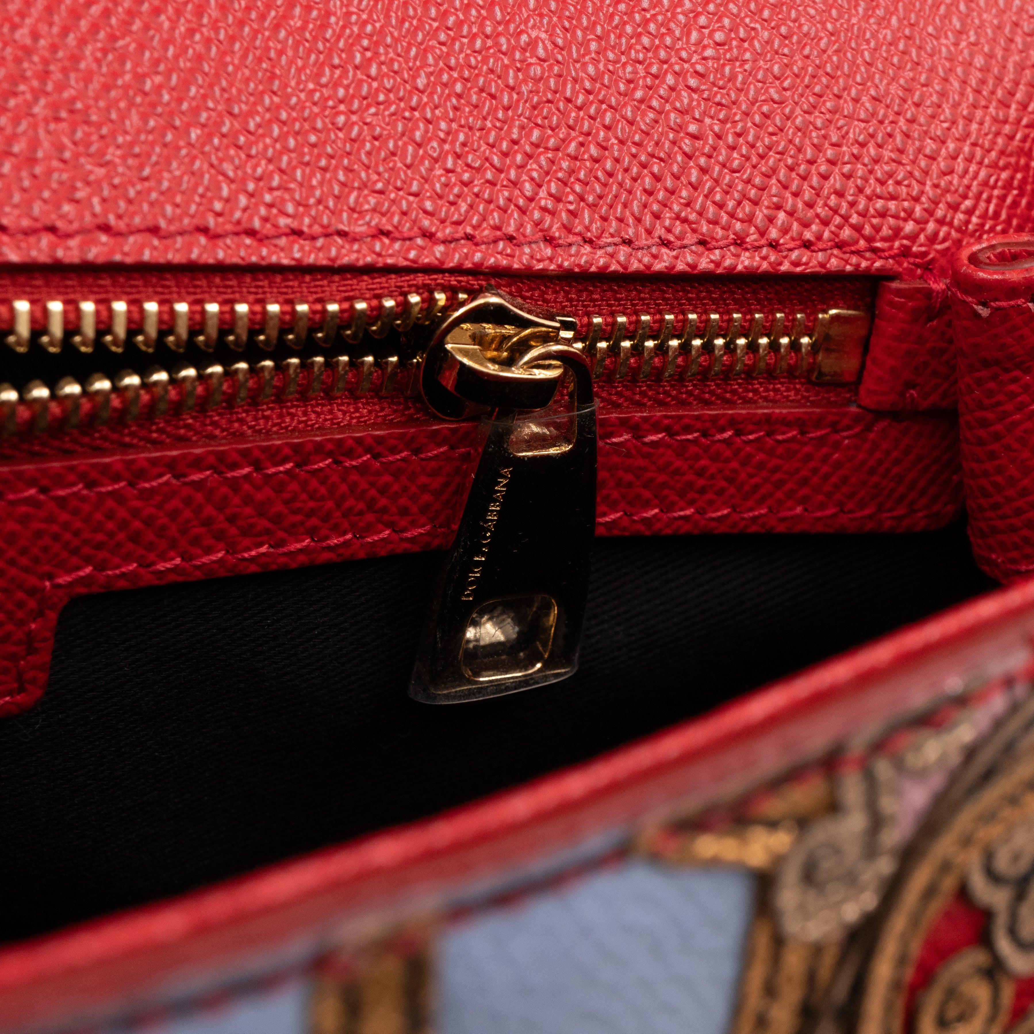 Sicily Medium Embellished Dauphine Leather Rosso