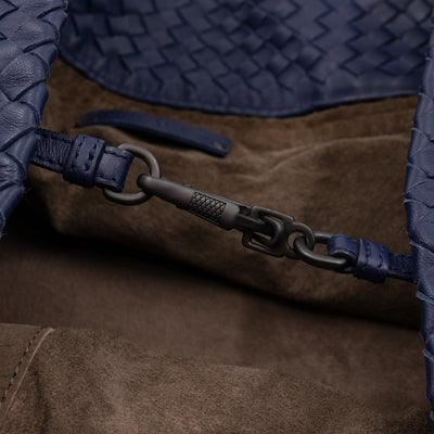 Large Cabat Tote Intrecciato Blue Leather