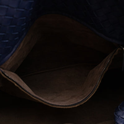 Large Cabat Tote Intrecciato Blue Leather