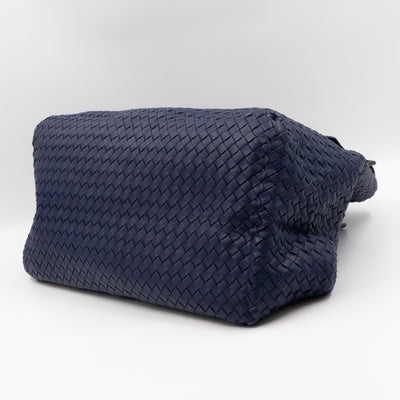 Large Cabat Tote Intrecciato Blue Leather