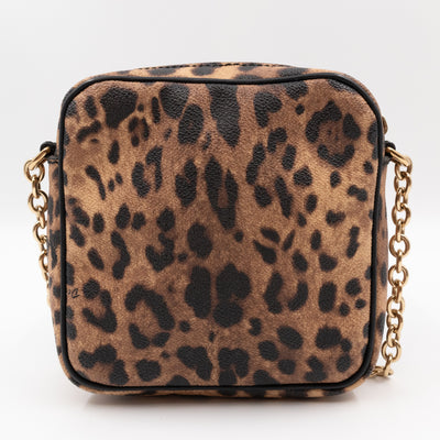 Square Chain Crossbody Bag Dauphine Leather Leopard
