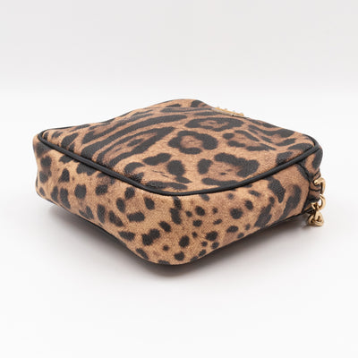 Square Chain Crossbody Bag Dauphine Leather Leopard