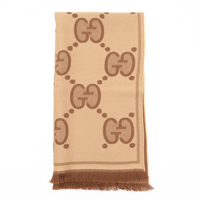 GG Wool Jacquard Scarf Beige & Brown