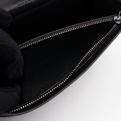 Long Wallet Intrecciato Leather Black
