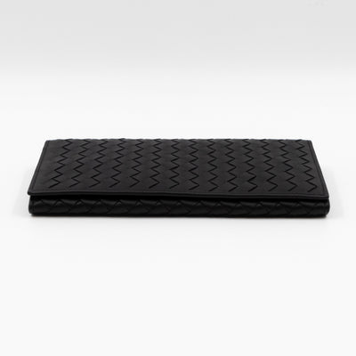 Long Wallet Intrecciato Leather Black