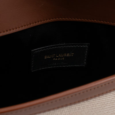 Uptown Pouch Beige Canvas Brown Leather Gold